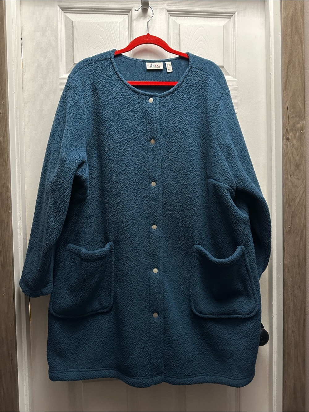 Denim & Co. Women's Teal Fleece Snap-Front Coat